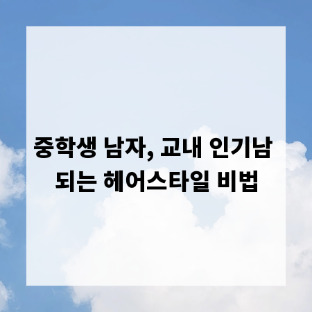 중학생 남자, 교내 인기남 되는 헤어스타일 비법