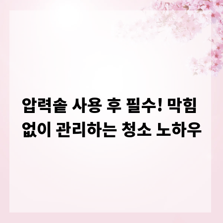 압력솥 사용 후 필수! 막힘 없이 관리하는 청소 노하우