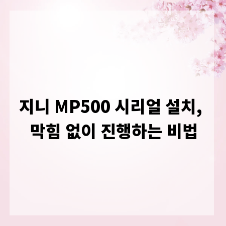 지니 MP500 시리얼 설치, 막힘 없이 진행하는 비법