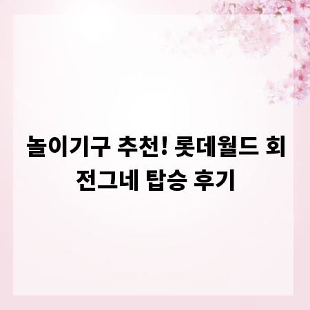놀이기구 추천! 롯데월드 회전그네 탑승 후기