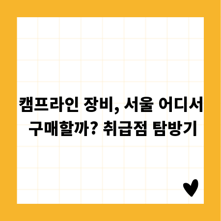 캠프라인 장비, 서울 어디서 구매할까? 취급점 탐방기