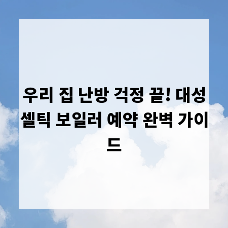 우리 집 난방 걱정 끝! 대성셀틱 보일러 예약 완벽 가이드