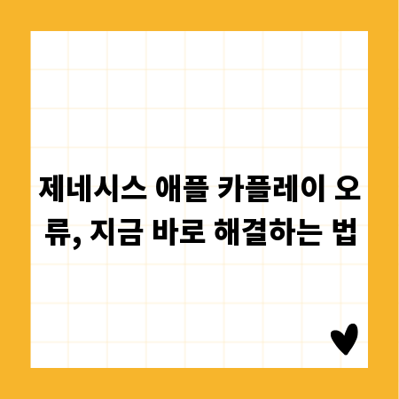 제네시스 애플 카플레이 오류, 지금 바로 해결하는 법