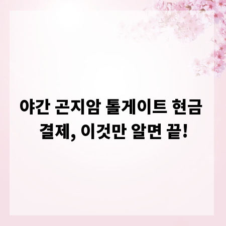 야간 곤지암 톨게이트 현금 결제, 이것만 알면 끝!