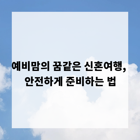 예비맘의 꿈같은 신혼여행, 안전하게 준비하는 법