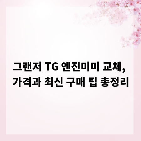 그랜저 TG 엔진미미 교체, 가격과 최신 구매 팁 총정리