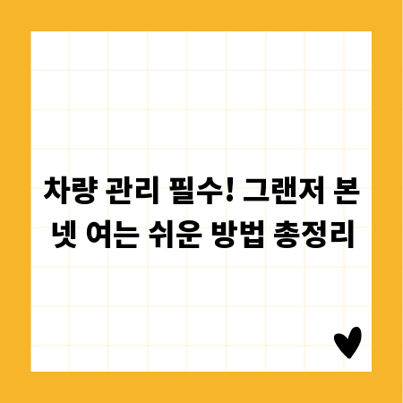 차량 관리 필수! 그랜저 본넷 여는 쉬운 방법 총정리