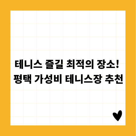 테니스 즐길 최적의 장소! 평택 가성비 테니스장 추천