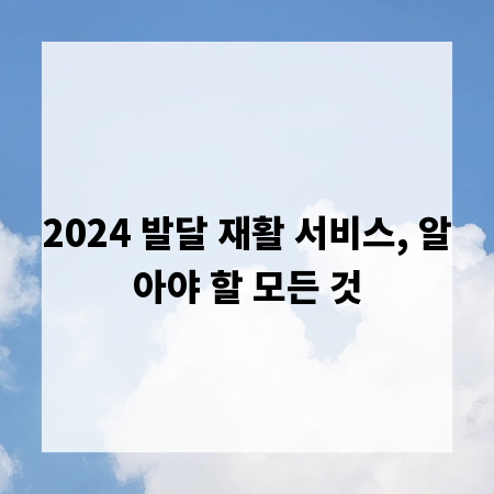 2024 발달 재활 서비스, 알아야 할 모든 것