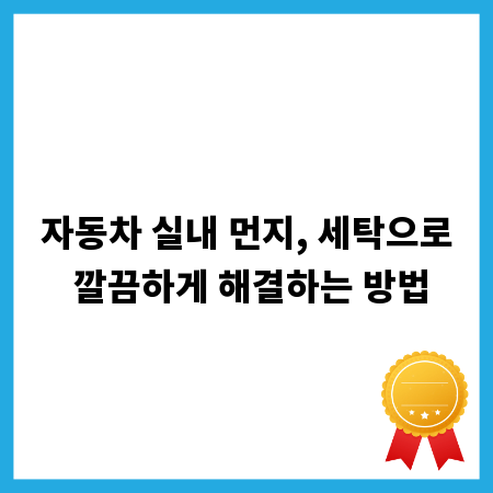 자동차 실내 먼지, 세탁으로 깔끔하게 해결하는 방법