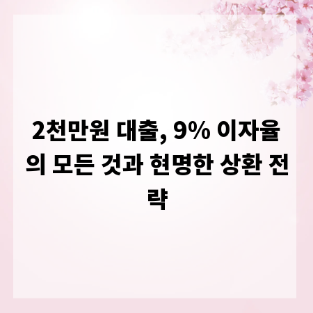 2천만원 대출, 9% 이자율의 모든 것과 현명한 상환 전략