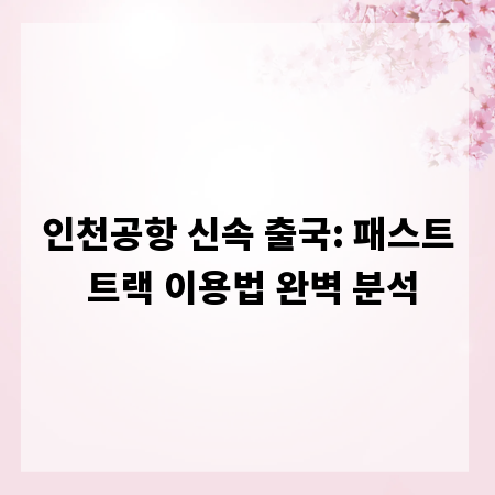 인천공항 신속 출국: 패스트 트랙 이용법 완벽 분석