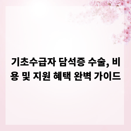 기초수급자 담석증 수술, 비용 및 지원 혜택 완벽 가이드