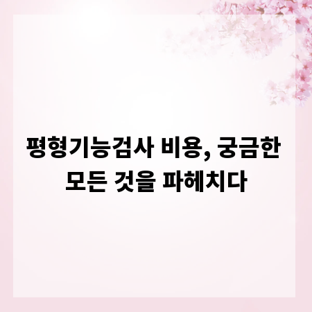평형기능검사 비용, 궁금한 모든 것을 파헤치다