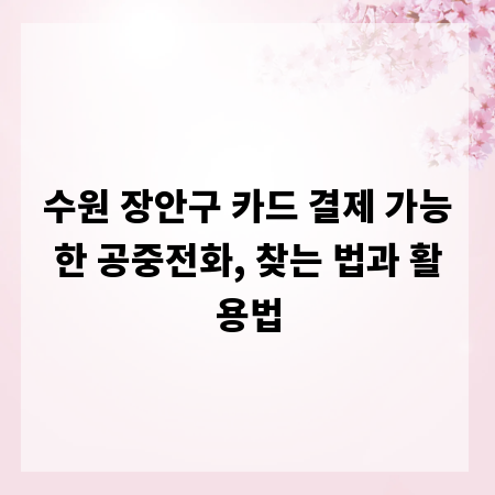 수원 장안구 카드 결제 가능한 공중전화, 찾는 법과 활용법