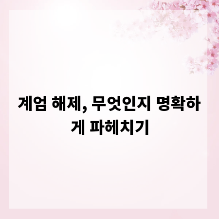 계엄 해제, 무엇인지 명확하게 파헤치기
