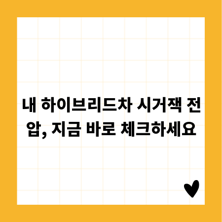 내 하이브리드차 시거잭 전압, 지금 바로 체크하세요