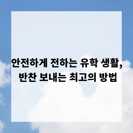 안전하게 전하는 유학 생활, 반찬 보내는 최고의 방법