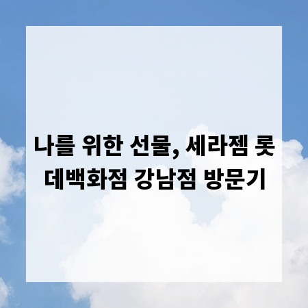 나를 위한 선물, 세라젬 롯데백화점 강남점 방문기