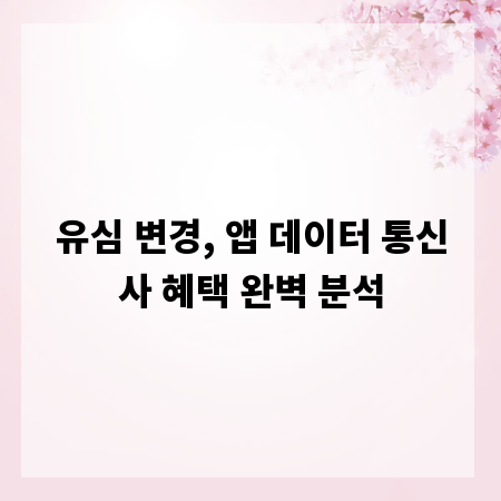 유심 변경, 앱 데이터 통신사 혜택 완벽 분석