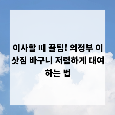 이사할 때 꿀팁! 의정부 이삿짐 바구니 저렴하게 대여하는 법