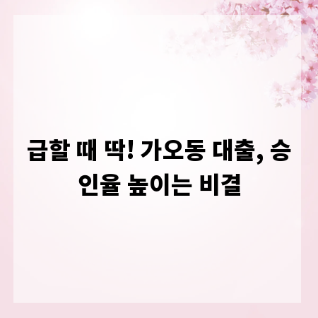 급할 때 딱! 가오동 대출, 승인율 높이는 비결
