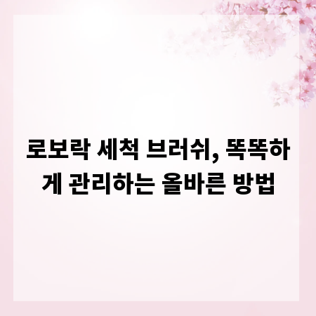 로보락 세척 브러쉬, 똑똑하게 관리하는 올바른 방법