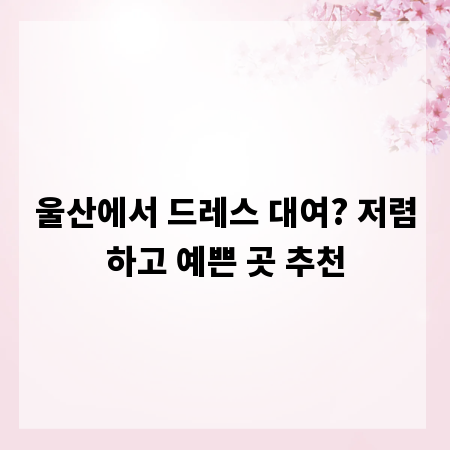울산에서 드레스 대여? 저렴하고 예쁜 곳 추천