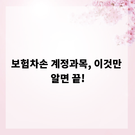 보험차손 계정과목, 이것만 알면 끝!