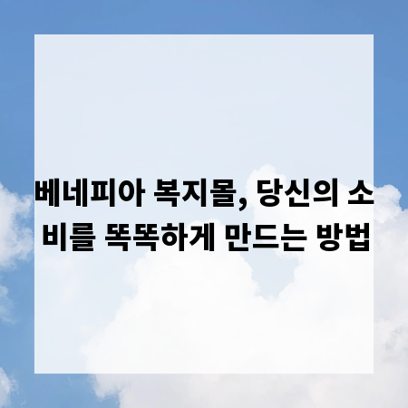 베네피아 복지몰, 당신의 소비를 똑똑하게 만드는 방법