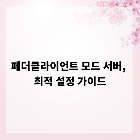 페더클라이언트 모드 서버, 최적 설정 가이드