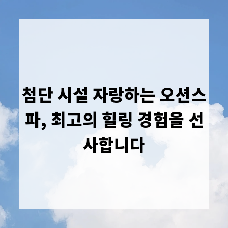 첨단 시설 자랑하는 오션스파, 최고의 힐링 경험을 선사합니다