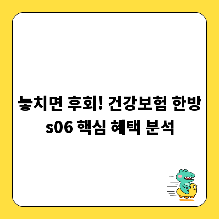 놓치면 후회! 건강보험 한방s06 핵심 혜택 분석