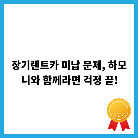 장기렌트카 미납 문제, 하모니와 함께라면 걱정 끝!