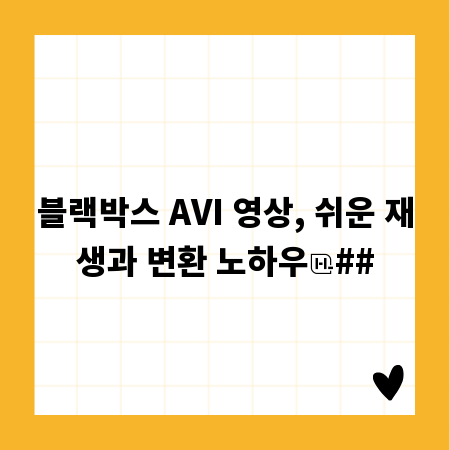 블랙박스 AVI 영상, 쉬운 재생과 변환 노하우
##