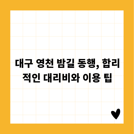 대구 영천 밤길 동행, 합리적인 대리비와 이용 팁