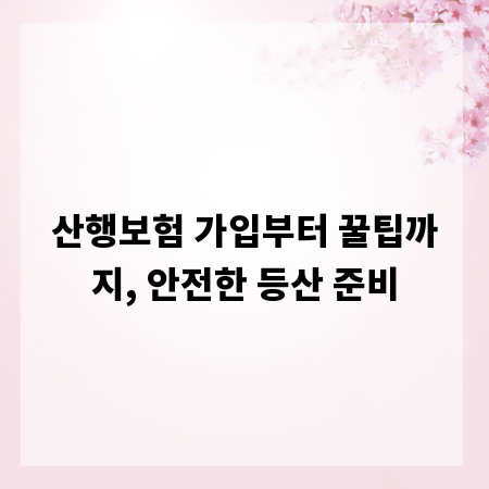 산행보험 가입부터 꿀팁까지, 안전한 등산 준비
