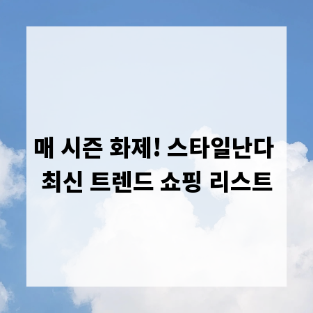 매 시즌 화제! 스타일난다 최신 트렌드 쇼핑 리스트