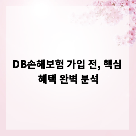 DB손해보험 가입 전, 핵심 혜택 완벽 분석