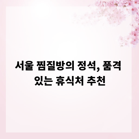 서울 찜질방의 정석, 품격 있는 휴식처 추천