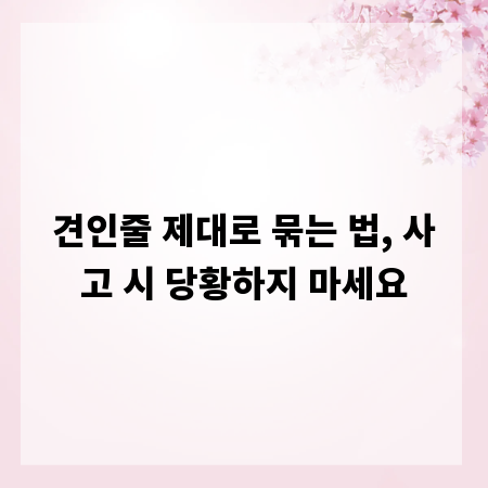 견인줄 제대로 묶는 법, 사고 시 당황하지 마세요