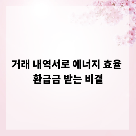 거래 내역서로 에너지 효율 환급금 받는 비결