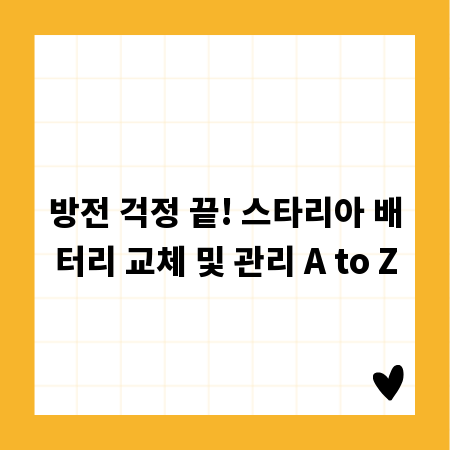 방전 걱정 끝! 스타리아 배터리 교체 및 관리 A to Z