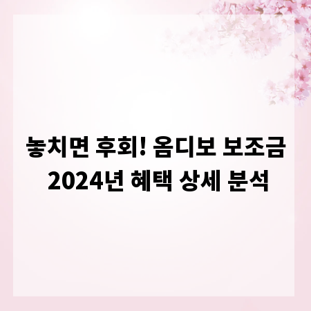 놓치면 후회! 옴디보 보조금 2024년 혜택 상세 분석