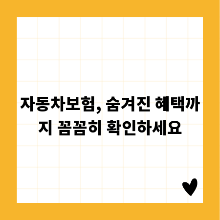 자동차보험, 숨겨진 혜택까지 꼼꼼히 확인하세요