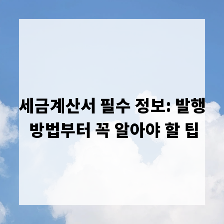 세금계산서 필수 정보: 발행 방법부터 꼭 알아야 할 팁