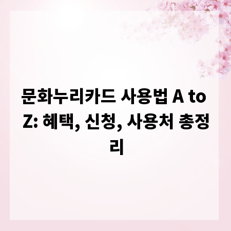 문화누리카드 사용법 A to Z: 혜택, 신청, 사용처 총정리