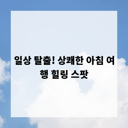 일상 탈출! 상쾌한 아침 여행 힐링 스팟