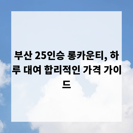 부산 25인승 롱카운티, 하루 대여 합리적인 가격 가이드