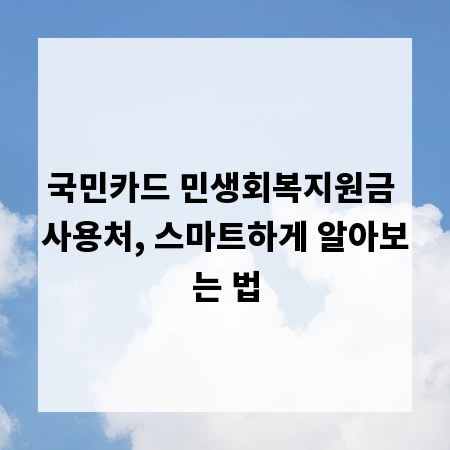 국민카드 민생회복지원금 사용처, 스마트하게 알아보는 법